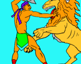 Dibuix Gladiador contra lleó pintat per aaron