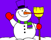 Dibuix ninot de neu amb escombra pintat per carlota9