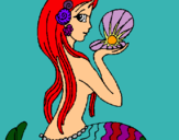 Dibuix Sirena i perla pintat per eric