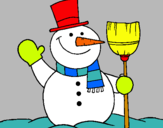 Dibuix ninot de neu amb escombra pintat per ARNAU ROSÉS