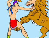 Dibuix Gladiador contra lleó pintat per josep          