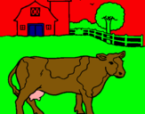 Dibuix Vaca pasturant pintat per anònim
