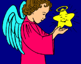 Dibuix Àngel i estrella pintat per berta