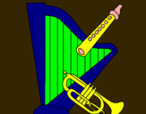 Dibuix Arpa, flauta i trompeta pintat per Joan Ferrer Villalobos