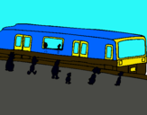 Dibuix Passatgers esperant al tren  pintat per pere