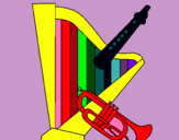 Dibuix Arpa, flauta i trompeta pintat per isabeli gali