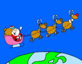 Dibuix Pare Noel repartint regals 3 pintat per laaa