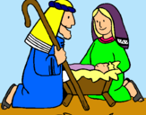 Dibuix Adoren al nen Jesús  pintat per montse