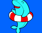 Dibuix Dofí amb flotador pintat per CARLA