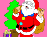 Dibuix Santa Claus i un arbre de nadal  pintat per blanca