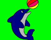 Dibuix Dofí jugant amb una pilota pintat per claudina