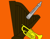 Dibuix Arpa, flauta i trompeta pintat per alex-gali