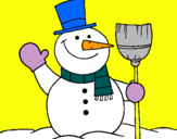Dibuix ninot de neu amb escombra pintat per  stefan
