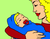 Dibuix Mare amb la seva nadó II pintat per Caroline Bonita
