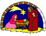 Dibuix Pessebre de nadal  pintat per abril