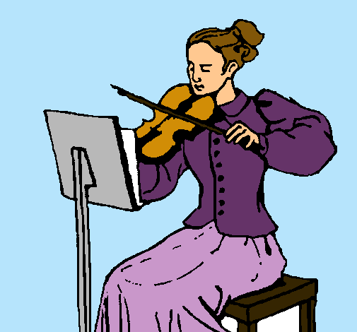Dibuix Dama violinista pintat per luz gali