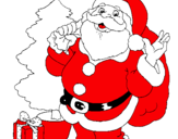 Dibuix Santa Claus i un arbre de nadal  pintat per jana