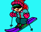 Dibuix Nen esquiant  pintat per aina    