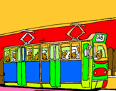 Dibuix Tramvia amb passatgers  pintat per LLUC