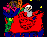 Dibuix Pare Noel en el seu trineu  pintat per laia castellanos