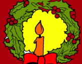 Dibuix Corona de nadal i una espelma pintat per Irene