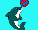 Dibuix Dofí jugant amb una pilota pintat per carmen caravaca duarte