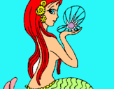 Dibuix Sirena i perla pintat per joana   gali