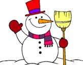 Dibuix ninot de neu amb escombra pintat per laaa