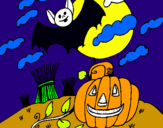 Dibuix Paisatge de Halloween pintat per soraida wandaogo naoim na