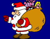 Dibuix Pare Noel amb el sac de regals  pintat per gloria p.f