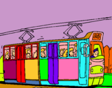 Dibuix Tramvia amb passatgers  pintat per Julia p m