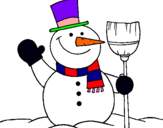 Dibuix ninot de neu amb escombra pintat per Roc