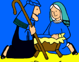 Dibuix Adoren al nen Jesús  pintat per pol