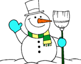 Dibuix ninot de neu amb escombra pintat per ALBERT