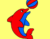 Dibuix Dofí jugant amb una pilota pintat per santi