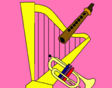 Dibuix Arpa, flauta i trompeta pintat per estefania-gali
