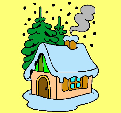Dibuix Casa en la neu  pintat per quique