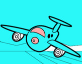 Dibuix Avió aterrant  pintat per cali  trouillot.