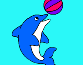 Dibuix Dofí jugant amb una pilota pintat per mandala de ana