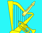Dibuix Arpa, flauta i trompeta pintat per Lineth-gali