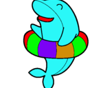 Dibuix Dofí amb flotador pintat per nut