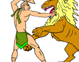 Dibuix Gladiador contra lleó pintat per marionaferrerqueralto