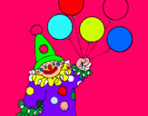 Dibuix Pallasso amb globus pintat per tina