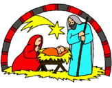 Dibuix Pessebre de nadal  pintat per JORDI