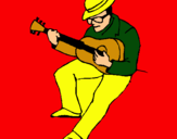 Dibuix Guitarrista amb barret  pintat per alex-gali