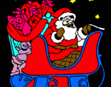 Dibuix Pare Noel en el seu trineu  pintat per Lara Martinez