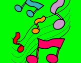 Dibuix Notes en l'escala musical  pintat per estefania-gali