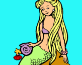 Dibuix Sirena amb cargol pintat per BERTA GUELL