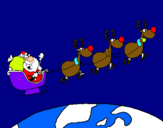 Dibuix Pare Noel repartint regals 3 pintat per Berta