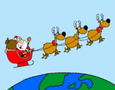 Dibuix Pare Noel repartint regals 3 pintat per l,p`9o0`plo 